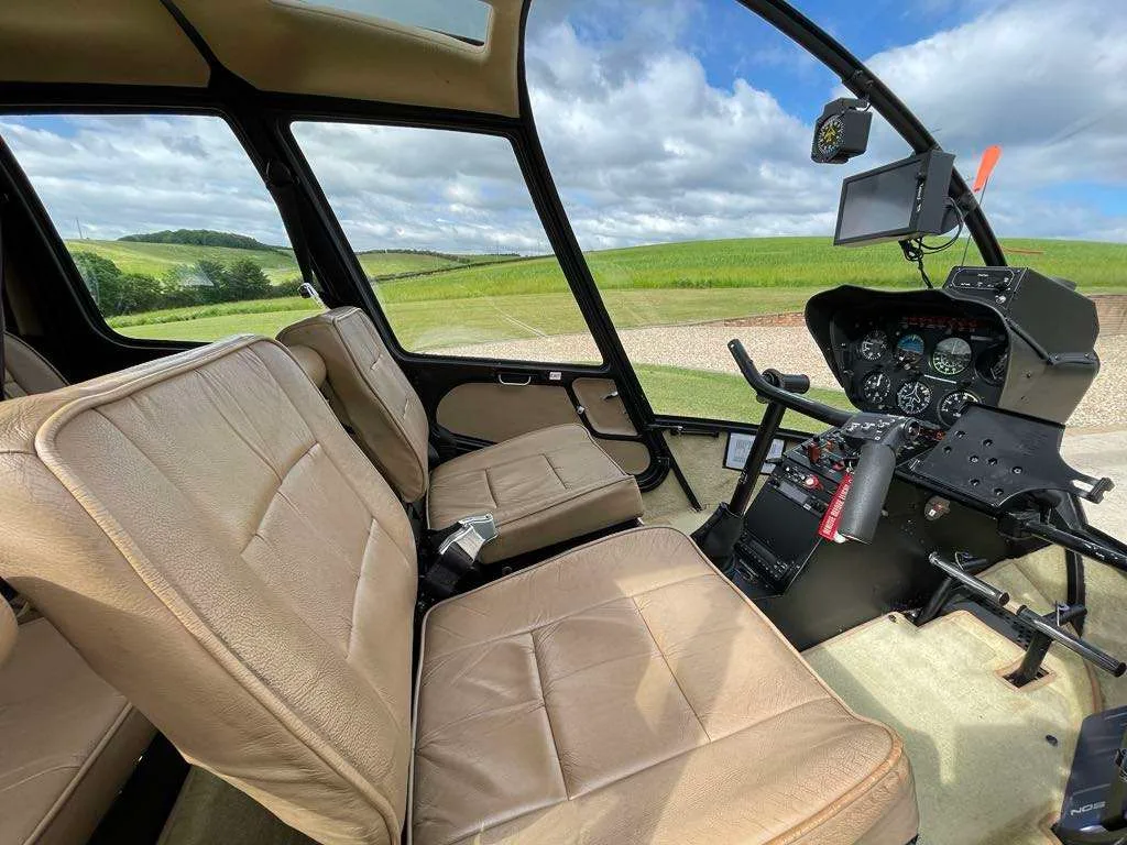 Cabin interior of a 2002 Robinson R44 Raven II.