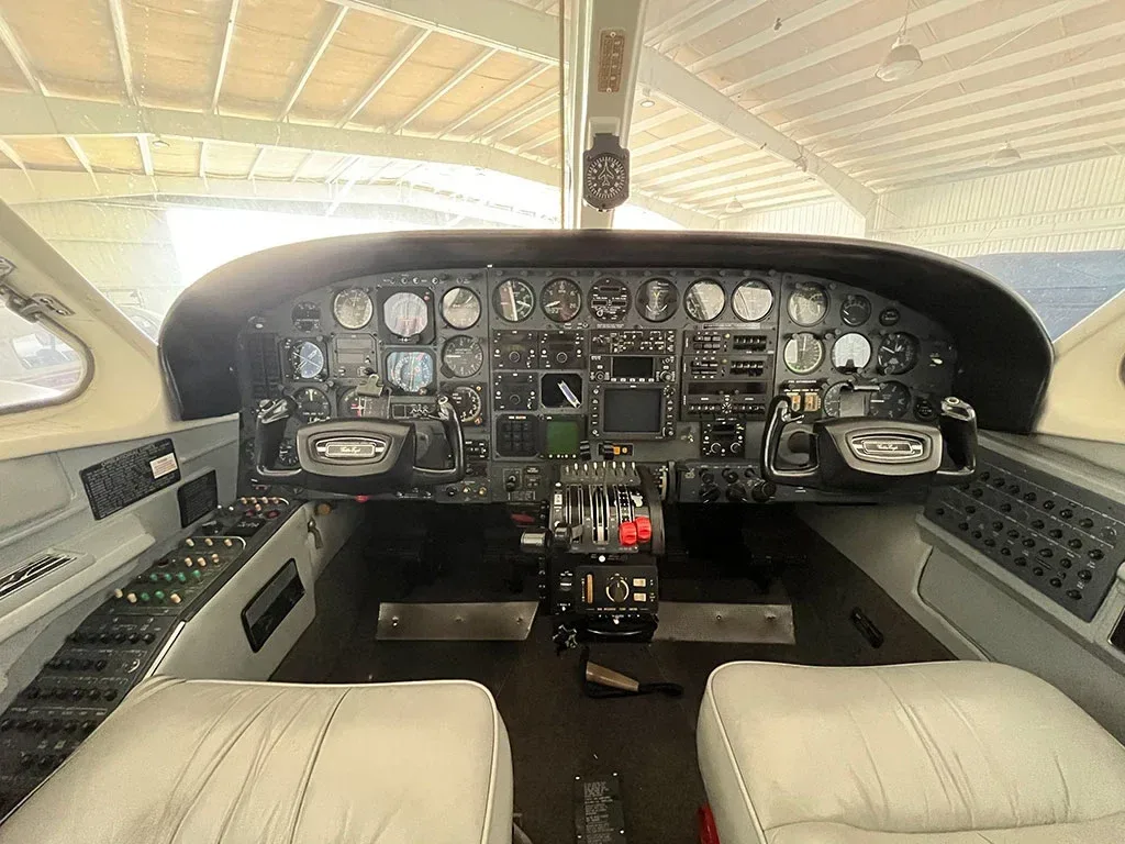 Cockpit and instrument panel of a 1978 Cessna.