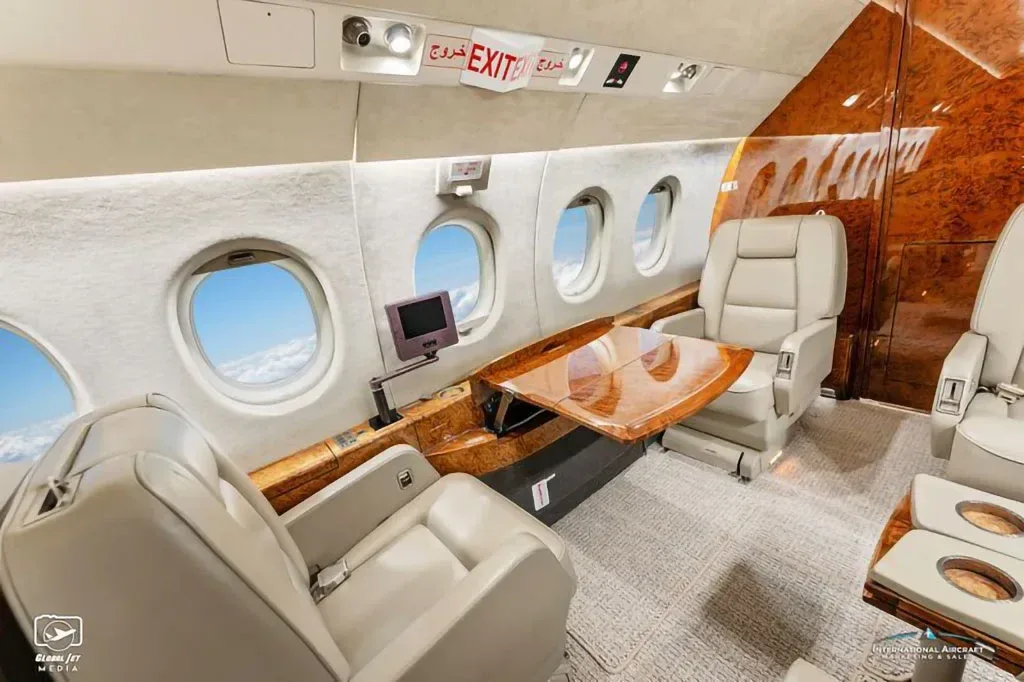 Cabin interior of a 2001 Dassault Falcon.