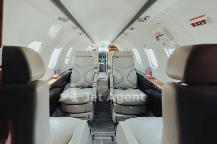Cabin interior of a 2008 Bombardier learjet 45xr.