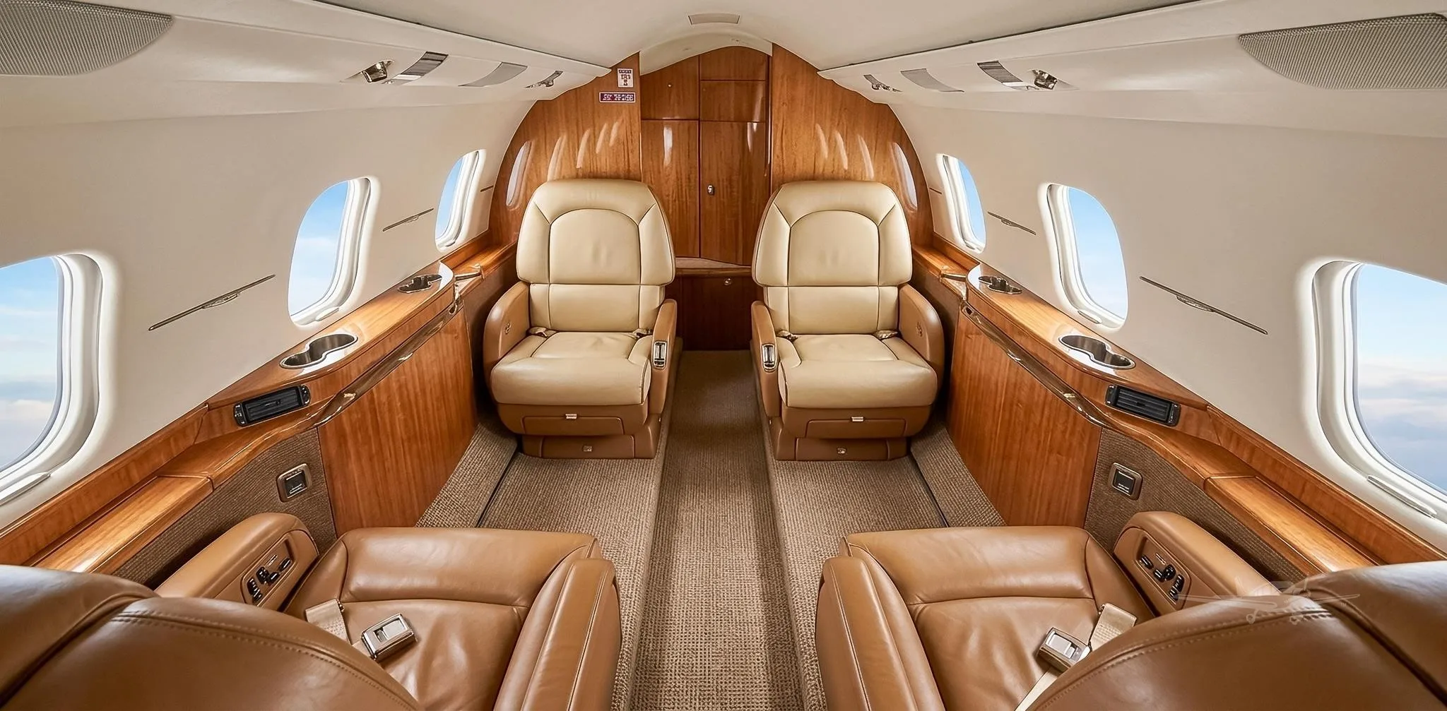 Cabin interior of a 2008 LEARJET 60XR.