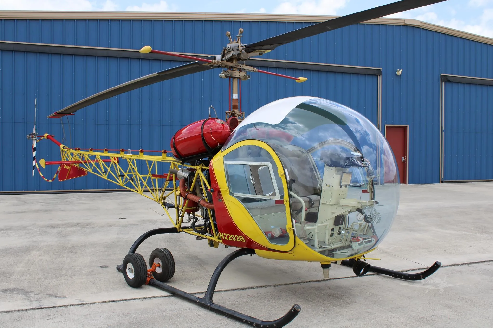 Exterior view of a 1957 BELL 47G-2, N2292B.