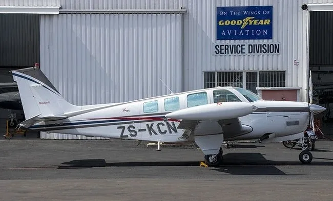 Exterior view of a 1999 Beechcraft A36 Bonanza.