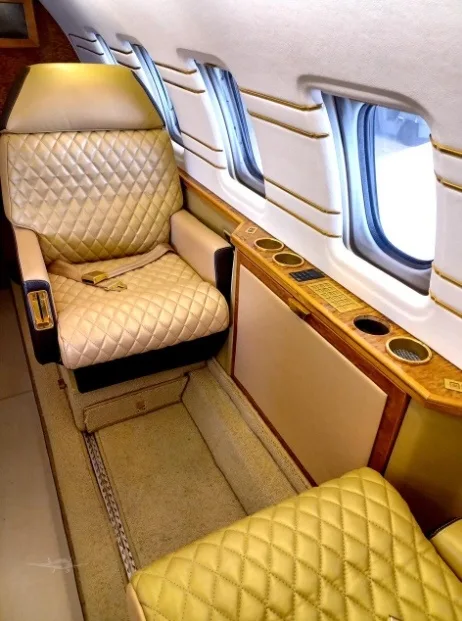 Cabin interior of a 1992 Hawker 800SP.