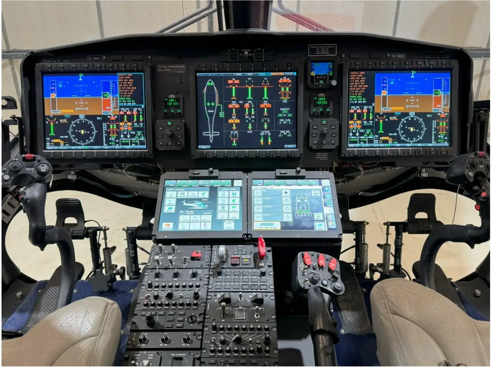 Cockpit and instrument panel of a 2016 Leonardo AW169.