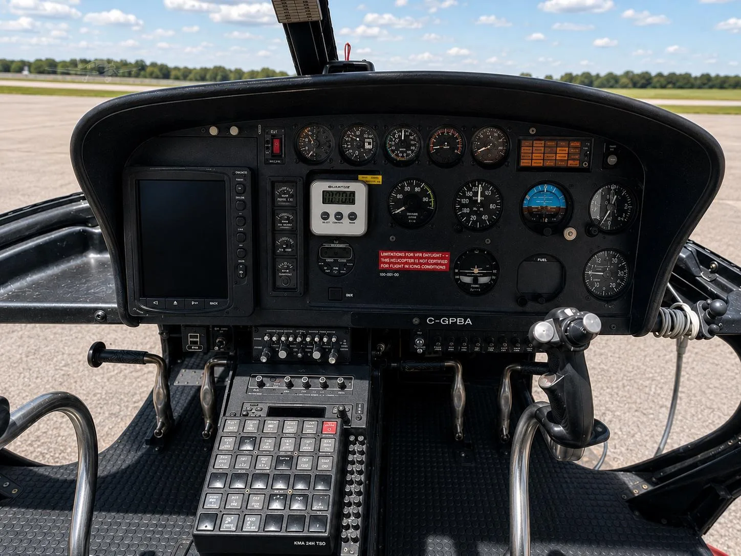 Cockpit and instrument panel of a 1989 EUROCOPTER AS350BA.