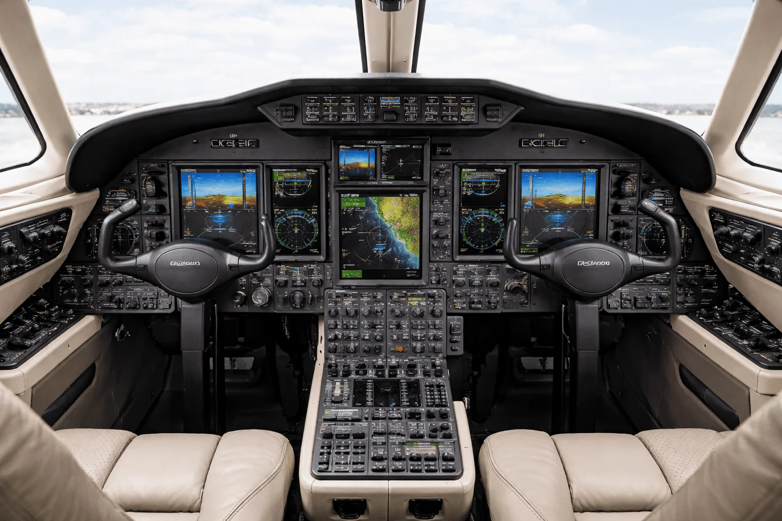 Avionics suite of a Cessna citation-excel-business-jet-configuration.