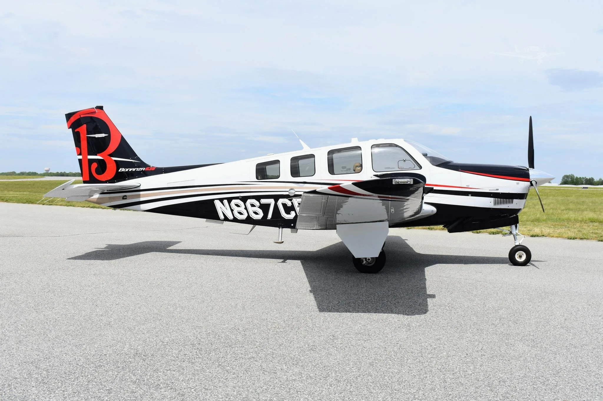 Exterior view of a 2015 BEECHCRAFT G36 BONANZA, N867CB.