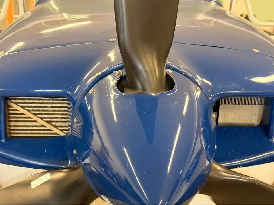 Engine detail of a 1979 Cessna 210N.