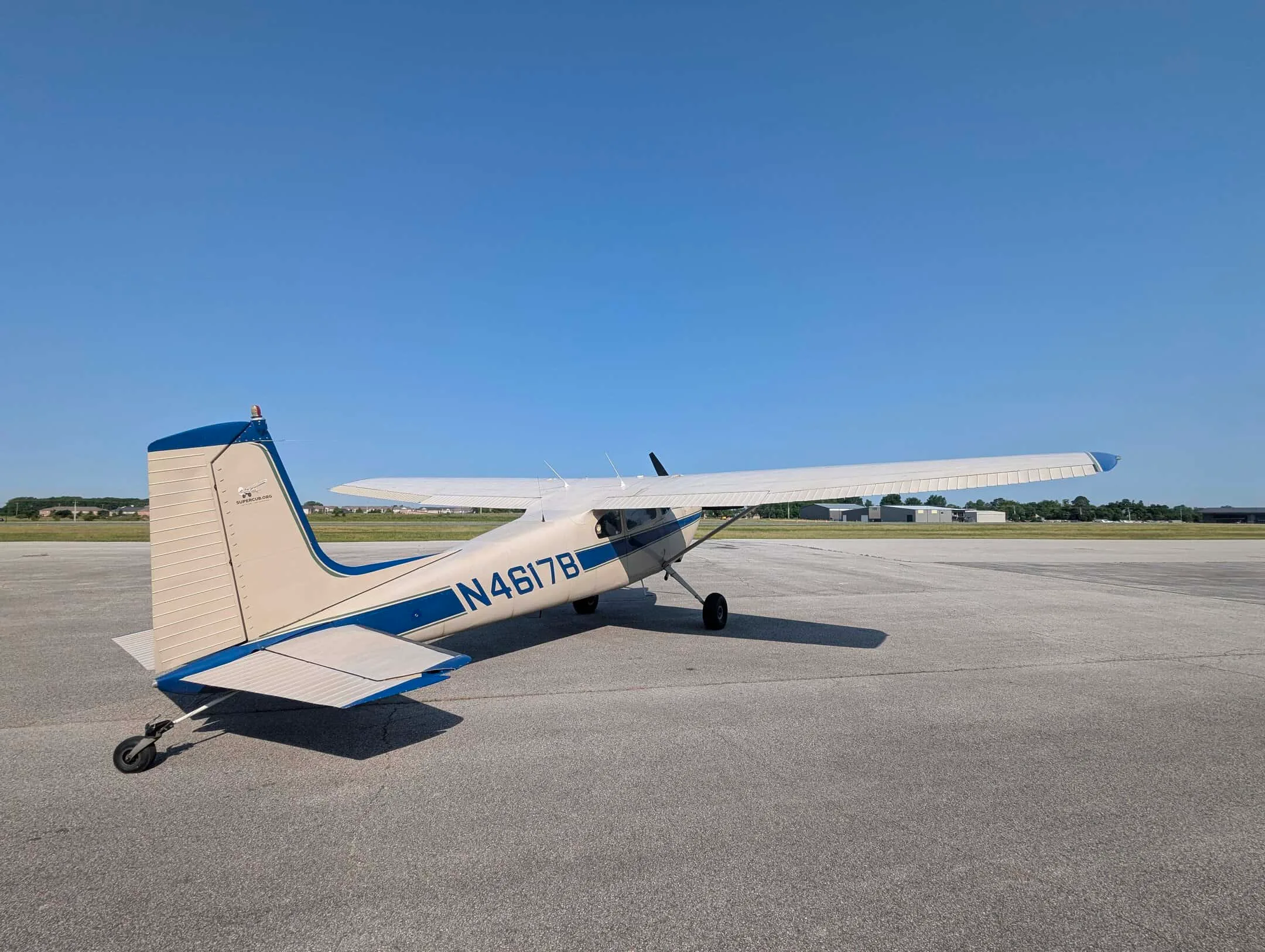 Exterior view of a 1955 Cessna 180.