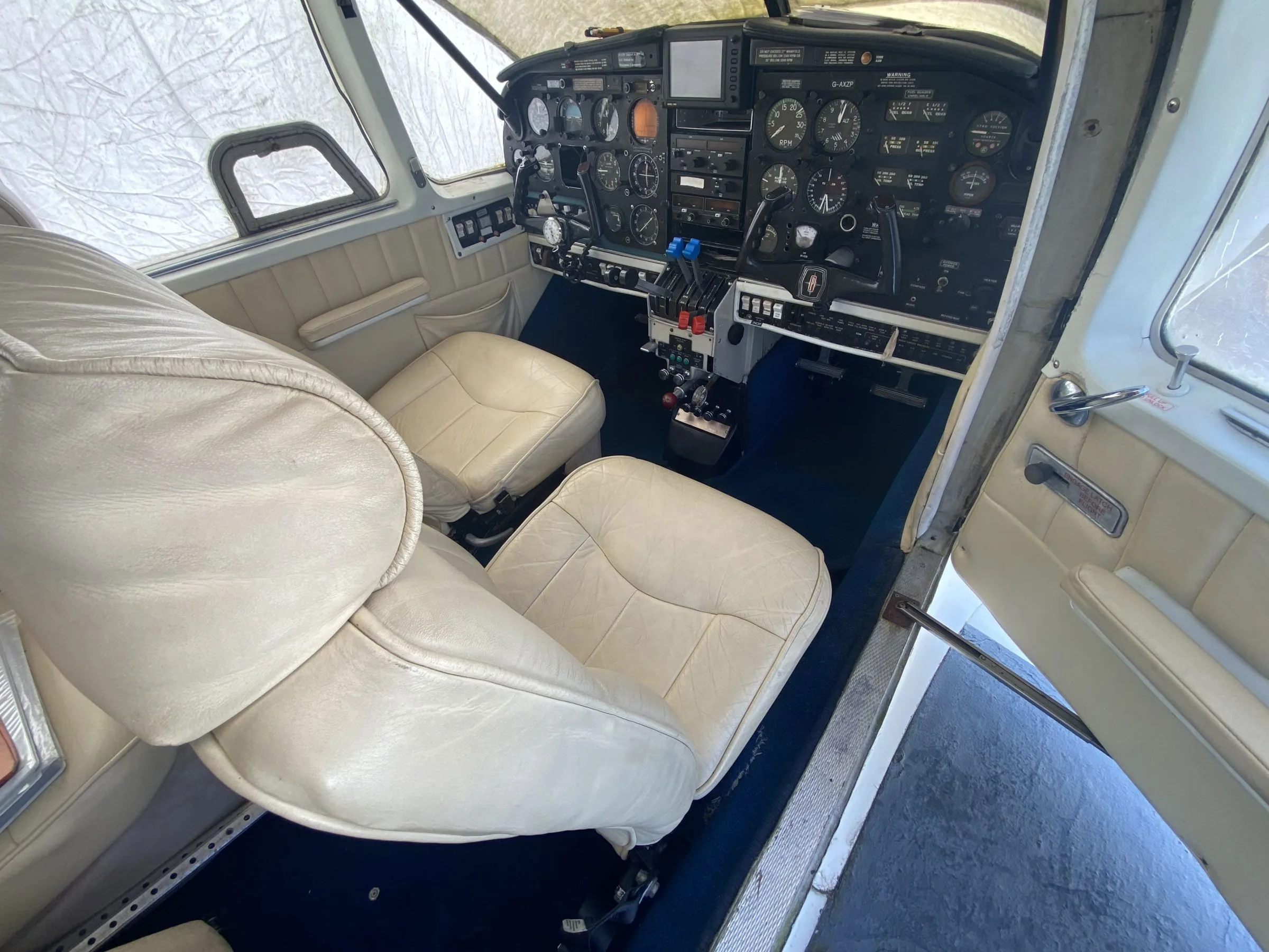Cabin interior of a 1970 Piper PA-23-250 Aztec.