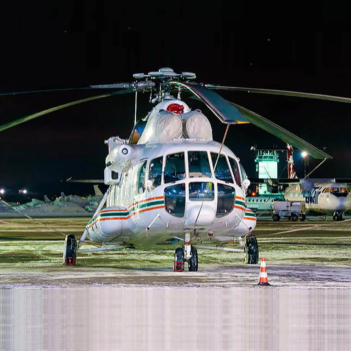 Exterior view of a 1983 Mil 8t transport helicopter.