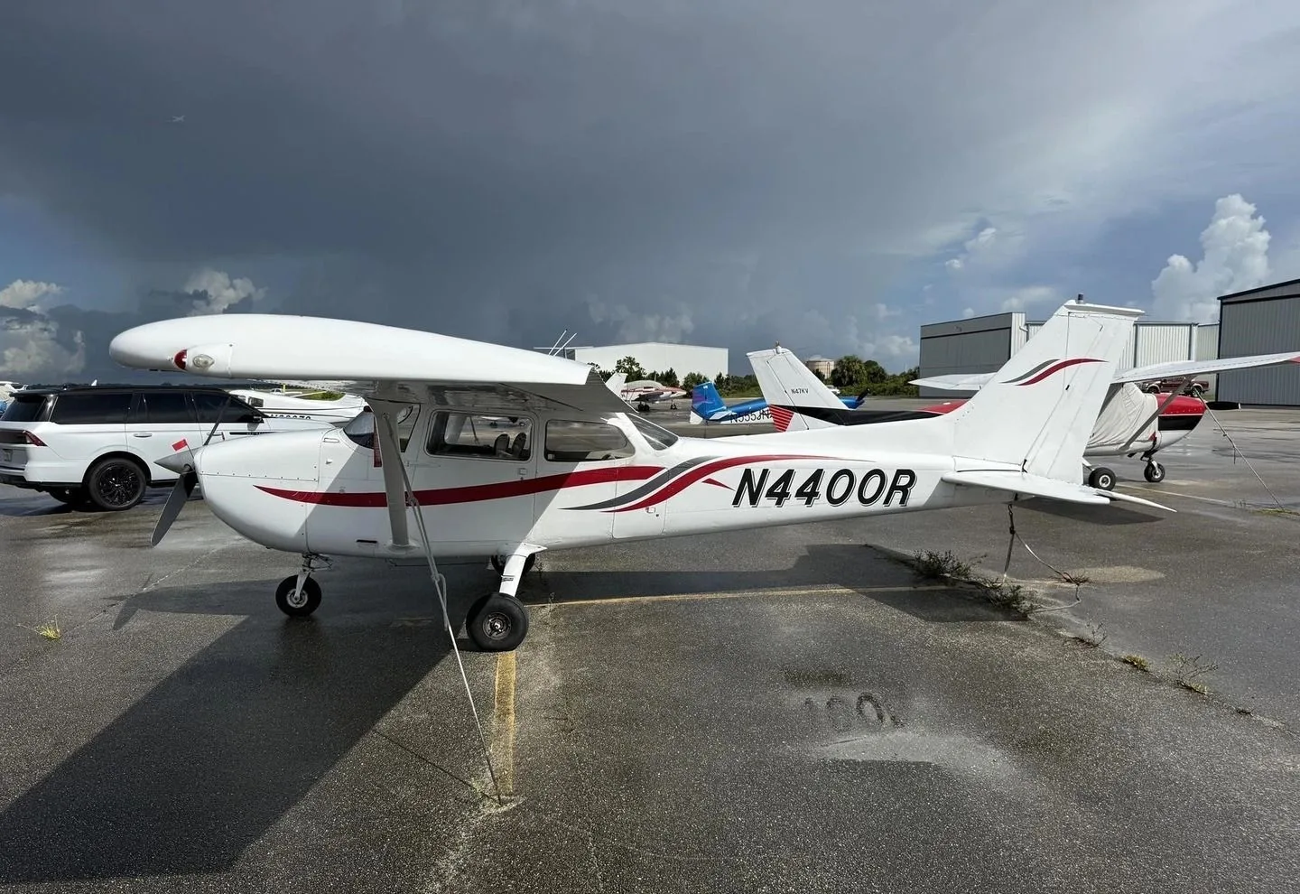 Exterior view of a 1974 Cessna 172M Skyhawk.