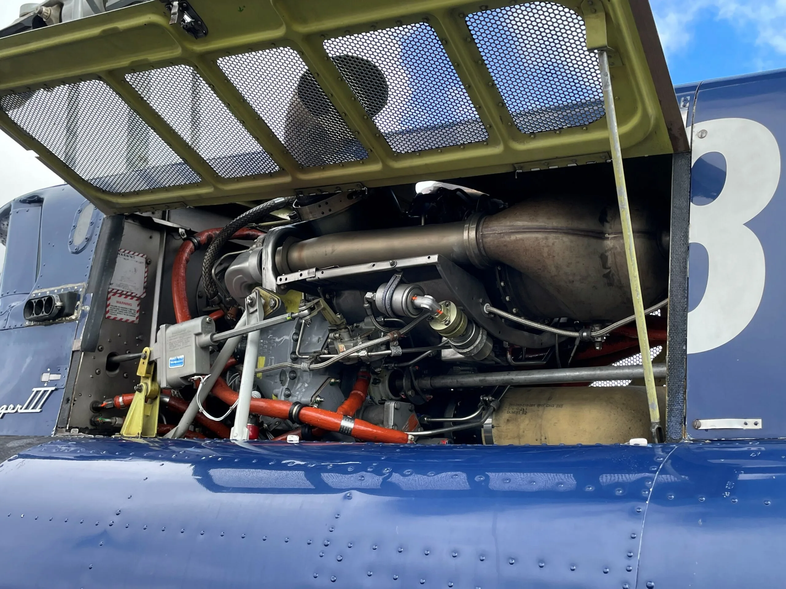 Engine detail of a 1987 Bell 206B3.