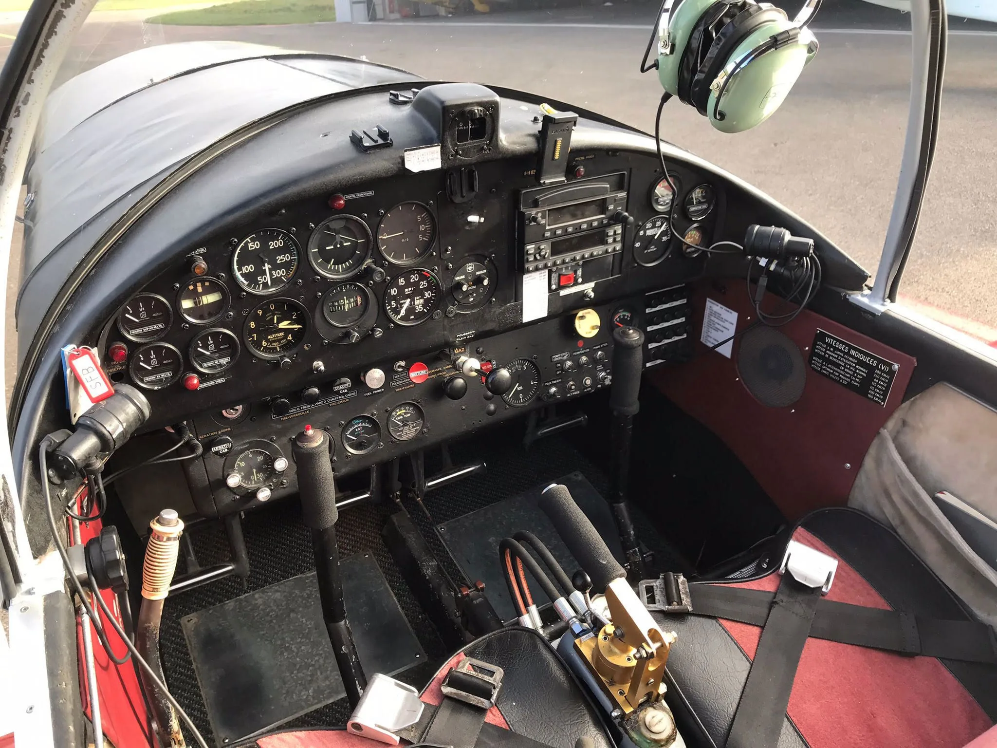 Cockpit and instrument panel of a 1966 Jodel D.140 Mousquetaire.