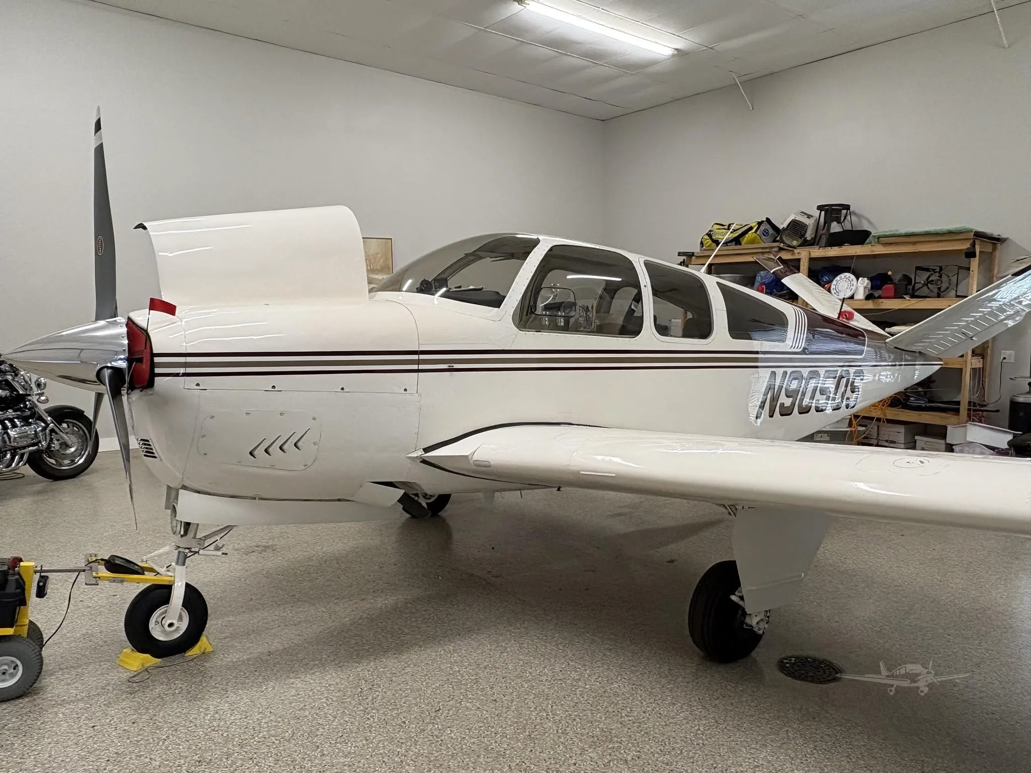 Exterior view of a 1966 BEECHCRAFT V35 BONANZA, N9050S.