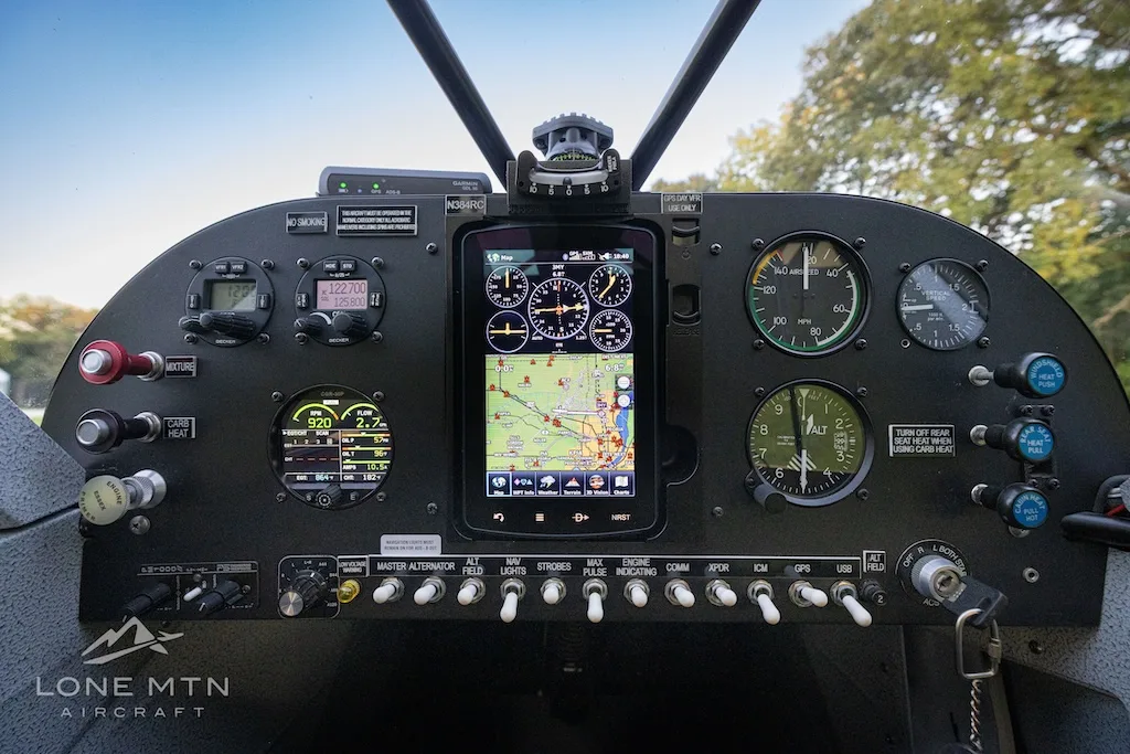 Cockpit and instrument panel of a 1978 Piper PA-18-150.