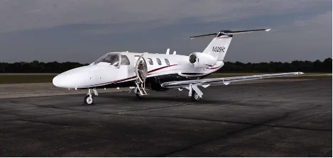 Exterior view of a 1998 Cessna Citation Jet, N525HC.