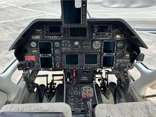 Cockpit and instrument panel of a 2011 Agusta A109E.