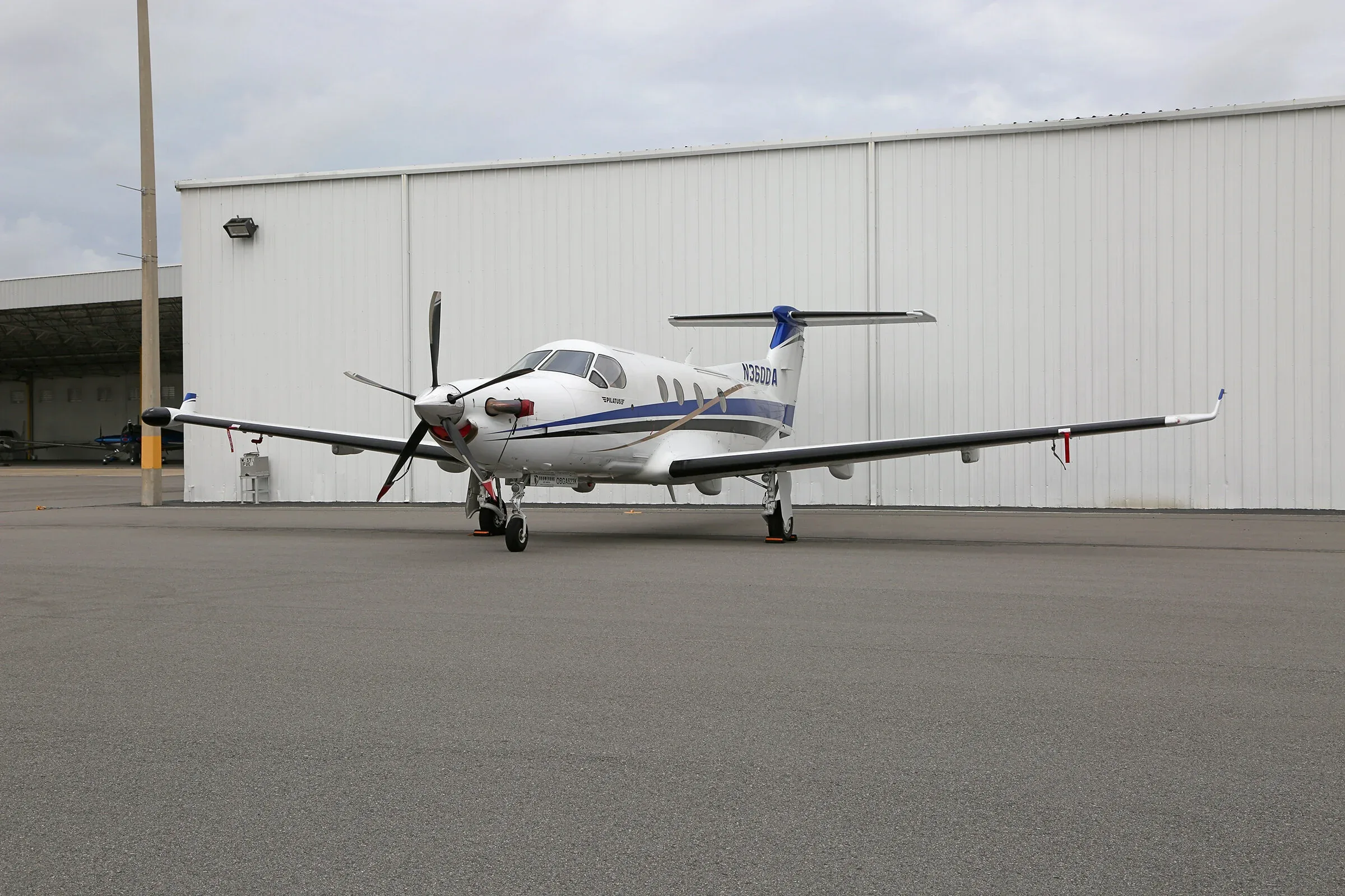 Exterior view of a 1999 Pilatus PC-12/45, N360DA.