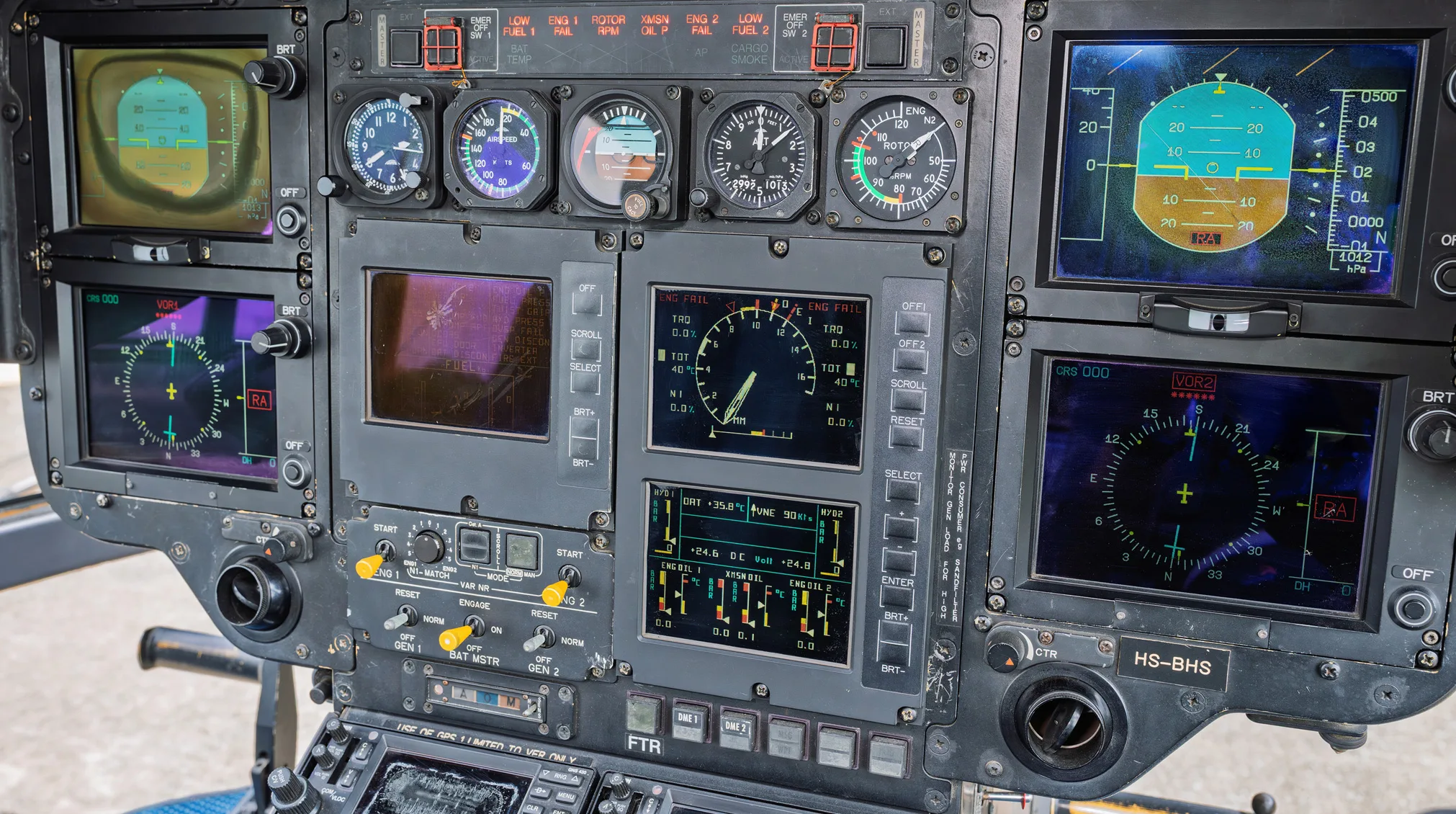 Cockpit and instrument panel of a 2006 Airbus EC145.