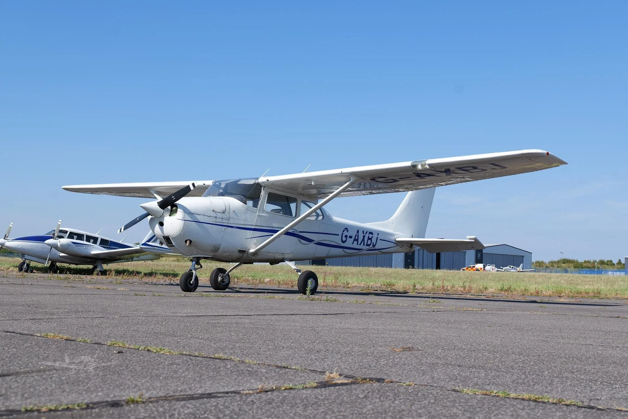 Exterior view of a 1969 CESSNA FR172G, G-AXBJ.