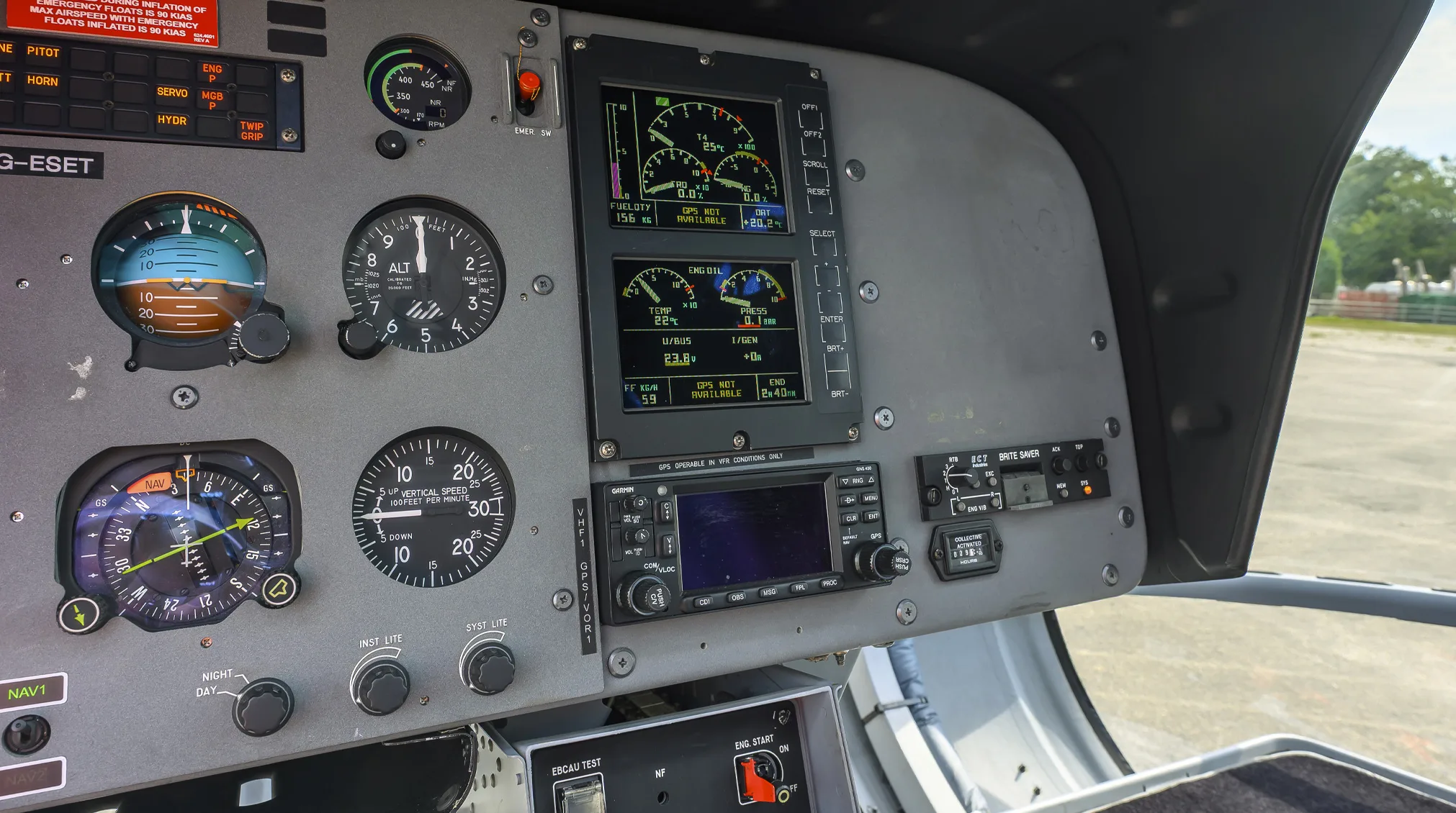Cockpit and instrument panel of a 2009 Airbus EC130B4.