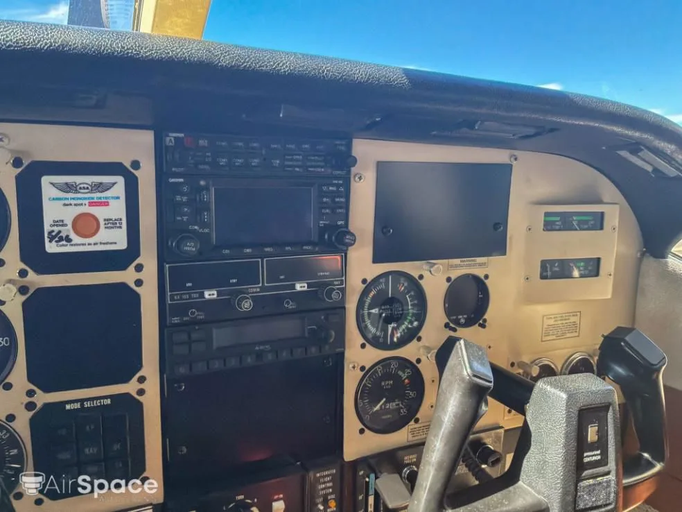 Cockpit and instrument panel of a 1980 Cessna P210N Pressurized Centurion.