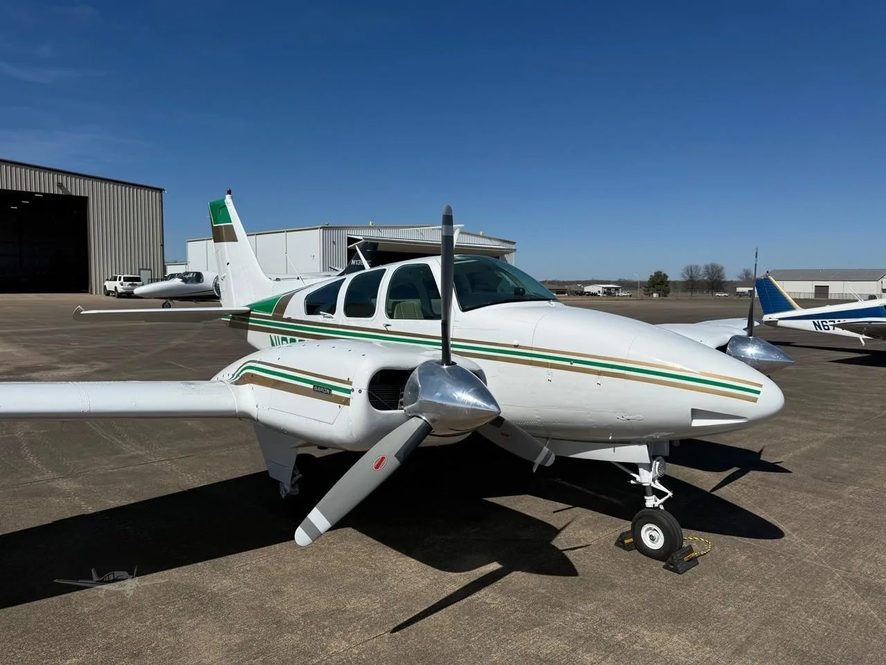 Exterior view of a 1973 BEECHCRAFT B55 BARON, N1683W.